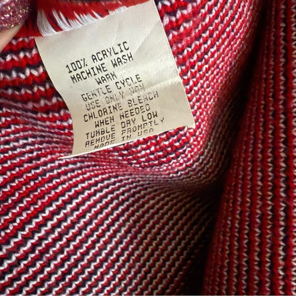 Vintage USA Knit Scarf Patriotic Red White Blue Knitmakers Made in USA Olympics - Picture 4 of 7